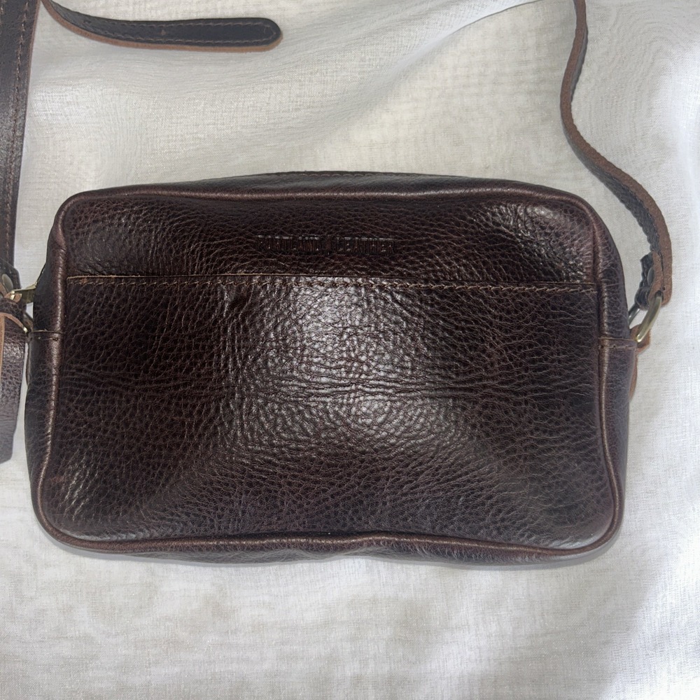 Portland Leather Large Leather Camera Bag, Cold Brew Brown Pebbled
